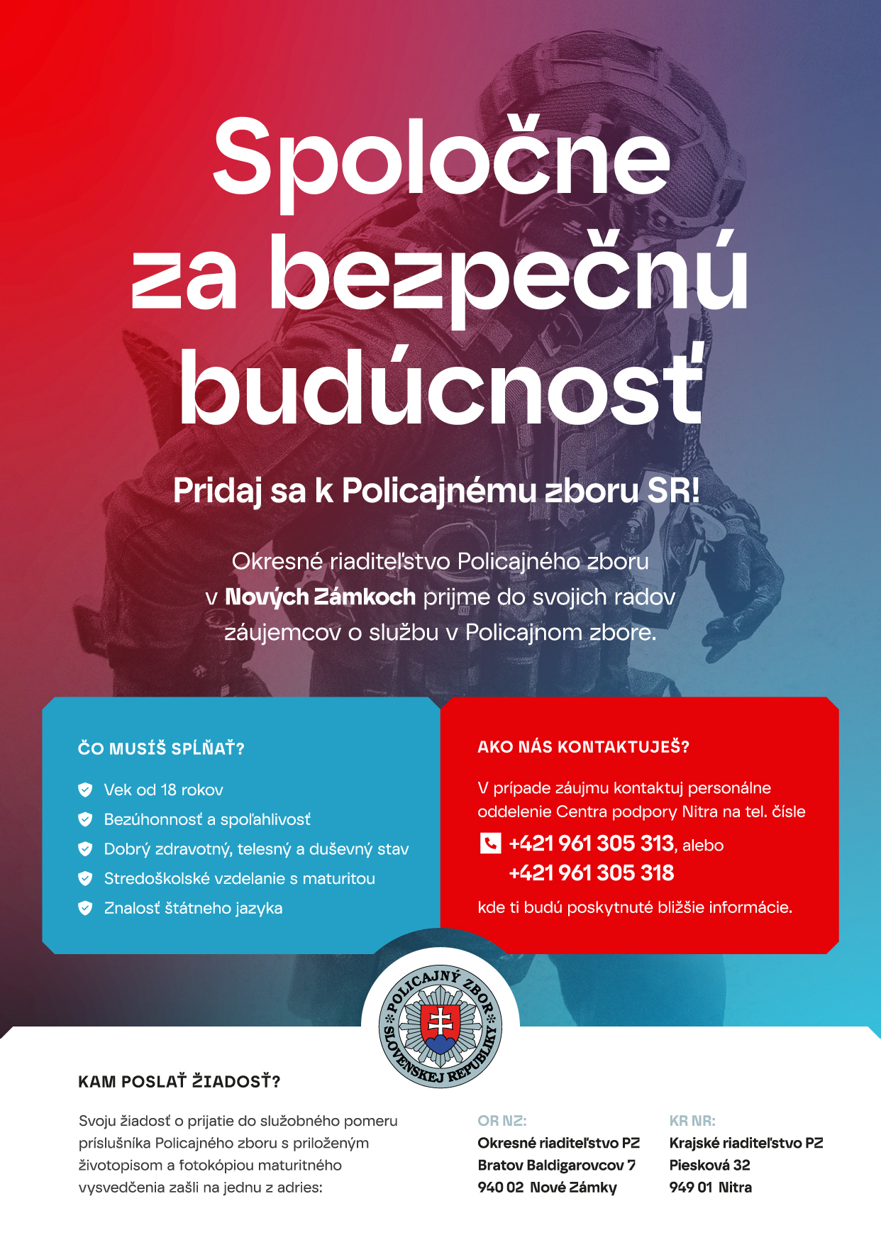 Ponuka práce - policajt / Munkalehetőség - rendőr